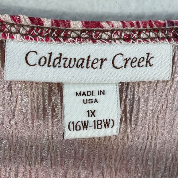 NEW COLDWATER CREEK Womens Plus 1X Crinkle Blossom Top Floral 3/4 Sleeve Shirt - Picture 3 of 10